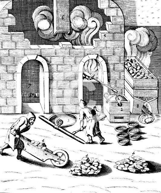 Smelting of copper, 1683. Artist: Unknown