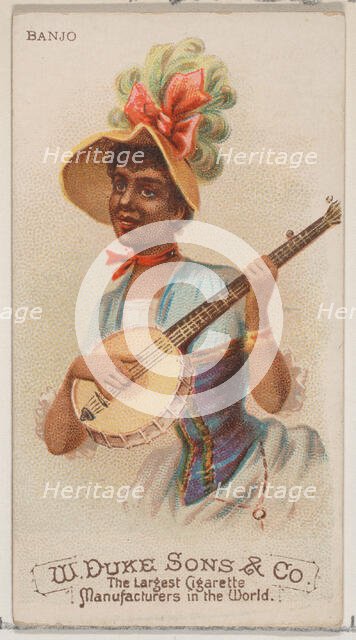 Banjo, from the Musical Instruments series (N82) for Duke brand cigarettes, 1888., 1888. Creator: Schumacher & Ettlinger.