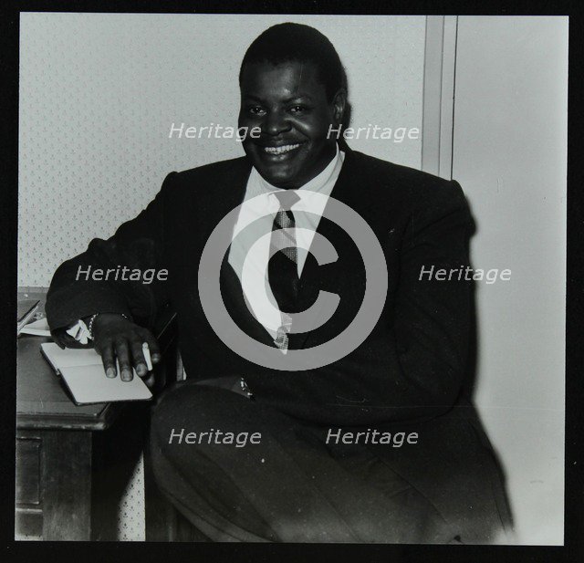 Oscar Peterson in the green room at Colston Hall, Bristol, 1955. Artist: Denis Williams
