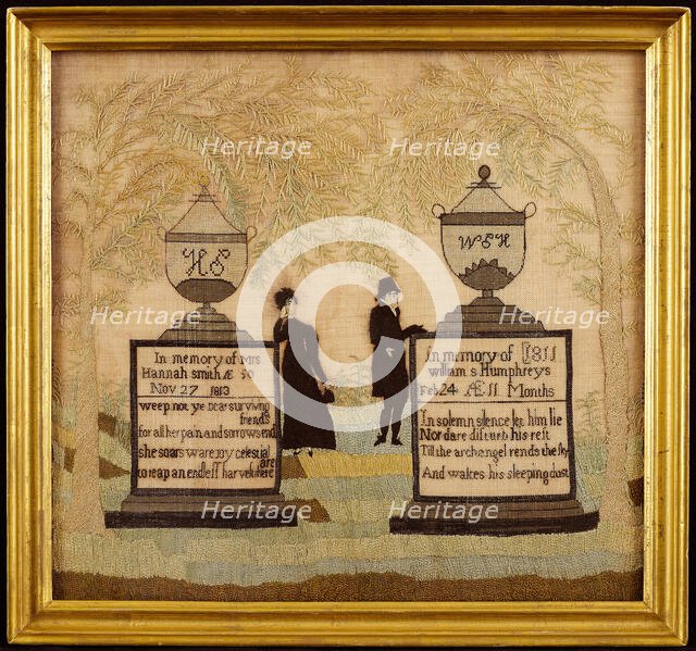 Mourning Sampler, Massachusetts, c. 1815. Creator: Unknown.