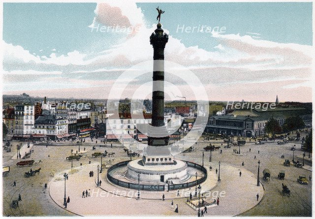 The July Column in the Place de la Bastille, Paris, c1900. Artist: Unknown