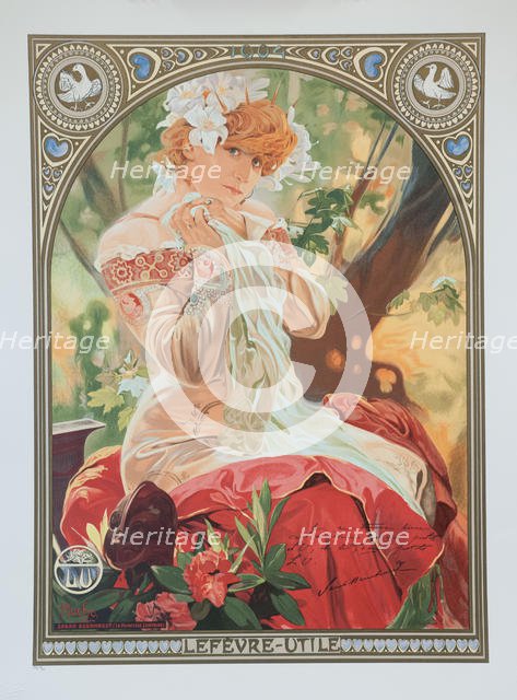 Poster for Lefèvre-Utile. Sarah Bernhardt in the role of Melissinde in "La Princesse Lointaine". Creator: Mucha, Alfons Marie (1860-1939).