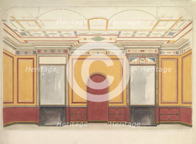 Design for a room with two fireplaces, ca. 1860. Creators: John Dibblee Crace, John Gregory Crace.