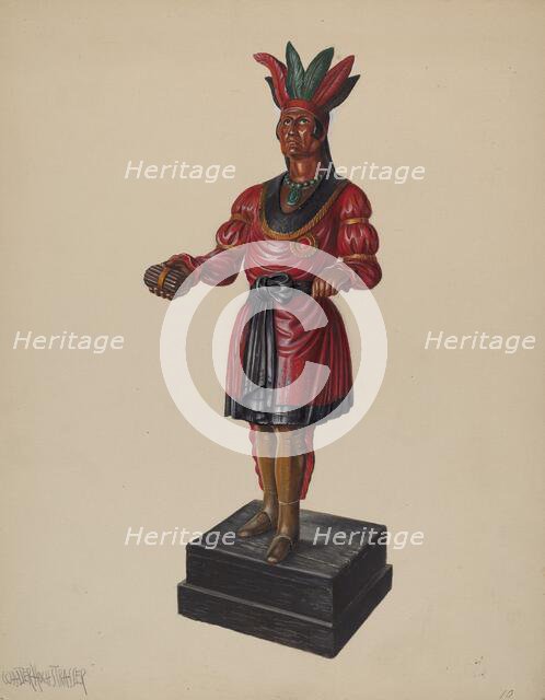 Cigar Store Indian, c. 1937. Creator: Walter Hochstrasser.