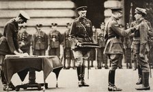 King George V awarding the Victoria Cross to Private Wilfred Edwards, 1917. Artist: Unknown