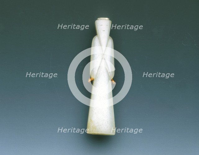 Jade bearded old man pendant, Western Han dynasty, China, 206 BC-8. Artist: Unknown