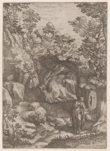 Mary Magdalen Repentant in the Wilderness, 1573. Creator: Cornelis Cort.