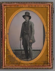 Untitled (Portrait of a Standing Man with Top Hat), 1855. Creator: Unknown.
