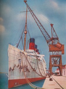 'One of the Most Popular Transatlantic Liners, the Mauretania at Southampton', 1937. Artist: Unknown.