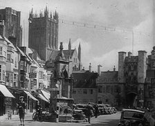 Wells Cathedral and Market Cross, Wells, Somerset, 1942.  Creator: British Pathe Ltd.