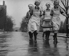 Cooks Carrying Food, 1942. Creator: British Pathe Ltd.