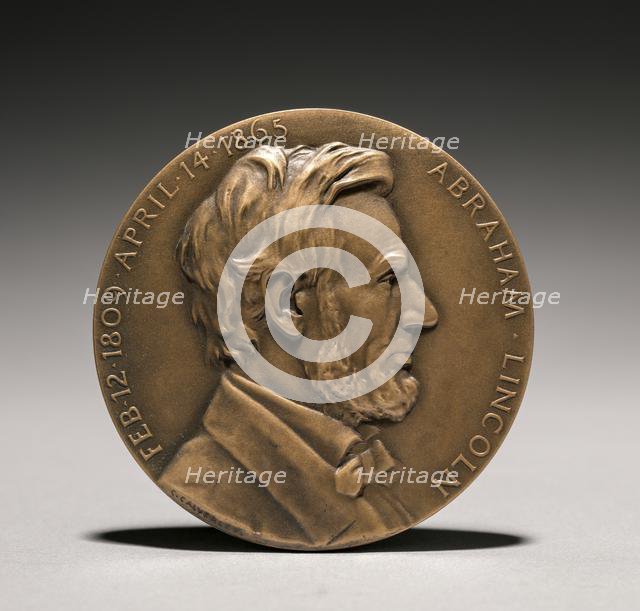Abraham Lincoln Medal (obverse), 1900s. Creator: Charles Calverley (American, 1833-1914).