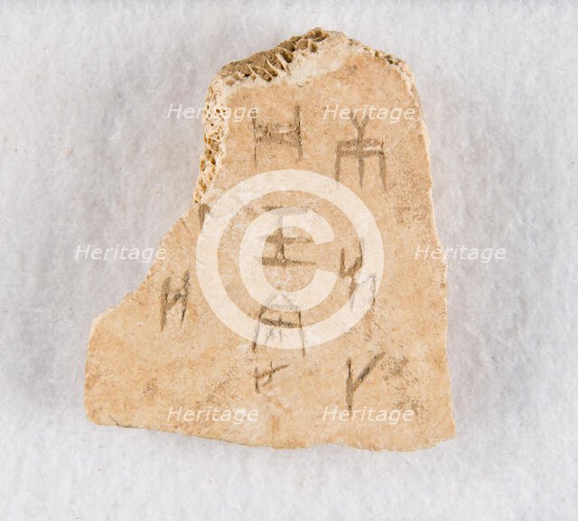 Inscribed bone fragment ("oracle bone"), Late Shang dynasty, ca. 1300-1050 BCE. Creator: Unknown.