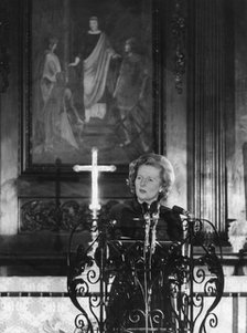 Margaret Thatcher addressing City workers, London, 31st March 1978. Artist: Unknown