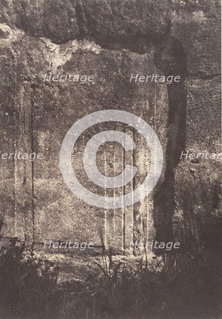 Jérusalem, Enceinte du Temple, Moulure judaïque formant pied-droit de l'une des portes rom..., 1854. Creator: Auguste Salzmann.