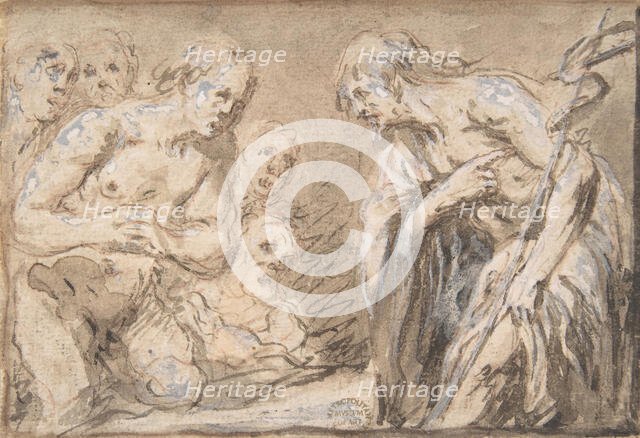 Christ in Limbo (Recto); Saint with Rosary (Verso), 17th century. Creator: Anon.