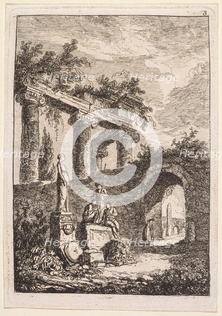Evenings in Rome: The Statue in Front of Ruins, 1763-1764. Creator: Hubert Robert (French, 1733-1808).