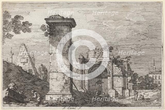 Landscape with Ruined Monuments, c. 1735/1746. Creator: Canaletto.