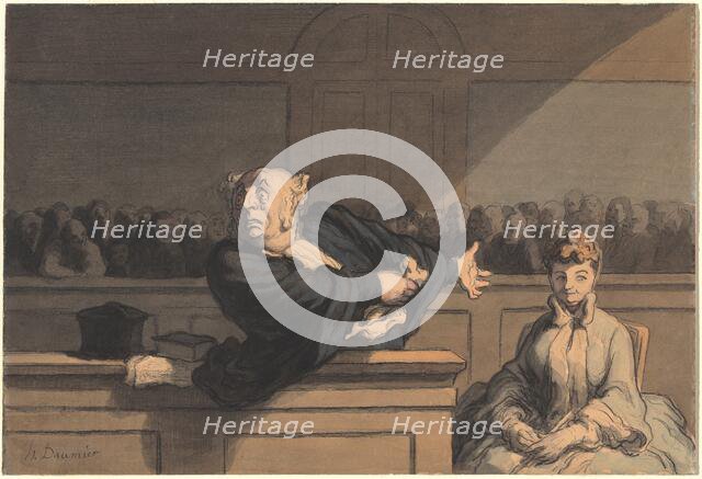 Le Défenseur (Counsel for the Defense), c. 1862/1865. Creator: Honore Daumier.