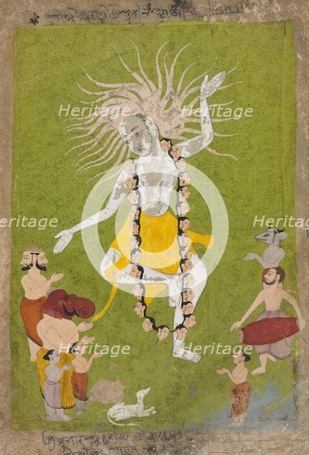 God Shiva in His Ferocious Aspect as Mahakala Dancing, c. 1700-1710. Creator: Unknown.