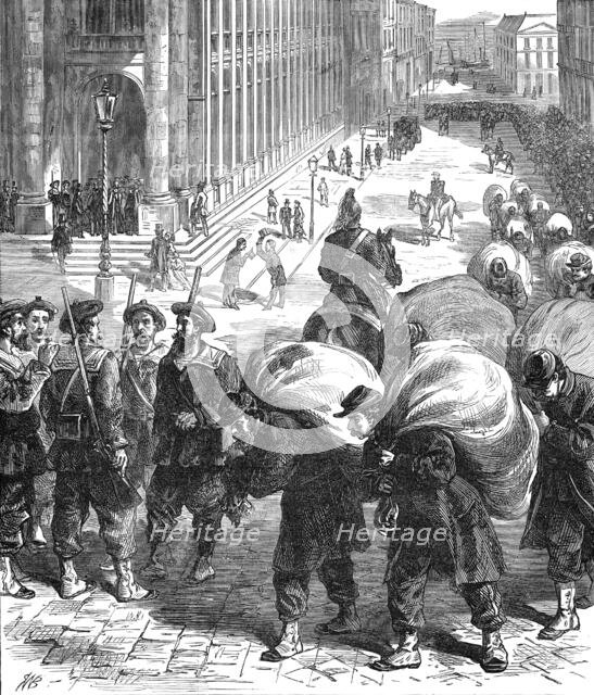 Scene in front of the Grand Theatre, Bordeaux, 1871. Creator: Unknown.