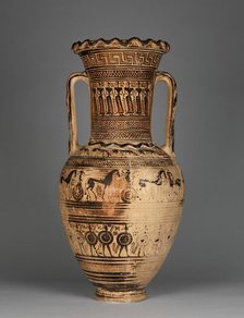 Funerary Amphora with Scenes of Mourning, 720-700 BC. Creator: Philadelphia Painter.