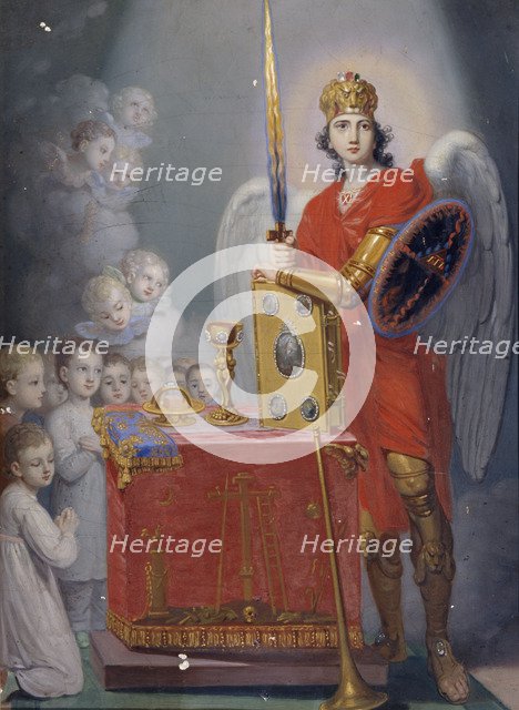 The Children of the Emperor Paul I before the altar, protected by Archangel Michael. Artist: Borovikovsky, Vladimir Lukich (1757-1825)