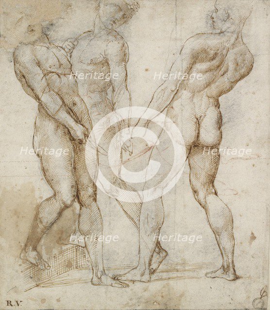 Three nude bearers (Study for the Entombment), early 16th century. Artist: Raphael.