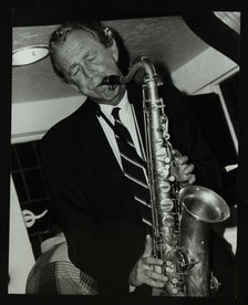 Tenor saxophonist Spike Robinson playing at The Bell, Codicote, Hertfordshire, 11 September 1986. Artist: Denis Williams
