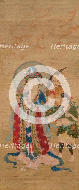 Guanyin with two accompanying figures. Creator: Chinese Master.