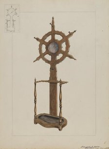 Combination Hat Rack and Umbrella Stand, c. 1936. Creator: Edward L Loper.