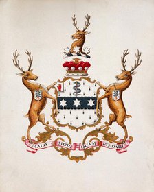 Achievement of arms of Joseph Lister, Baron Lister. Creator: Unknown.