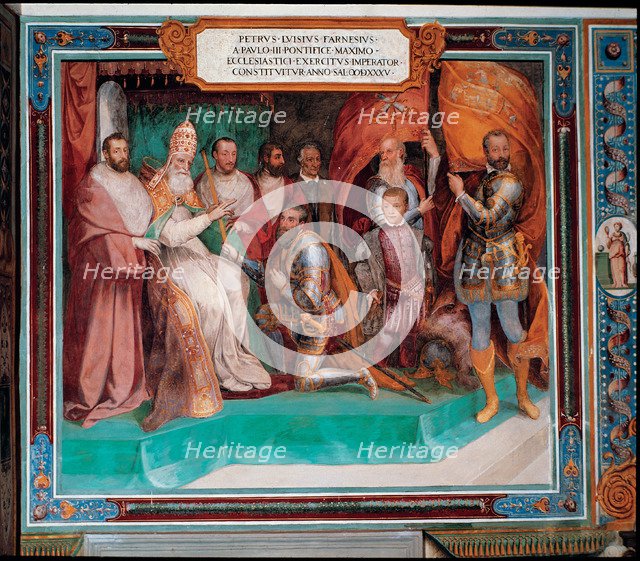 Pedro Luis Farnese announces to Pope Paul III the constitution of the imperial army to fight the …