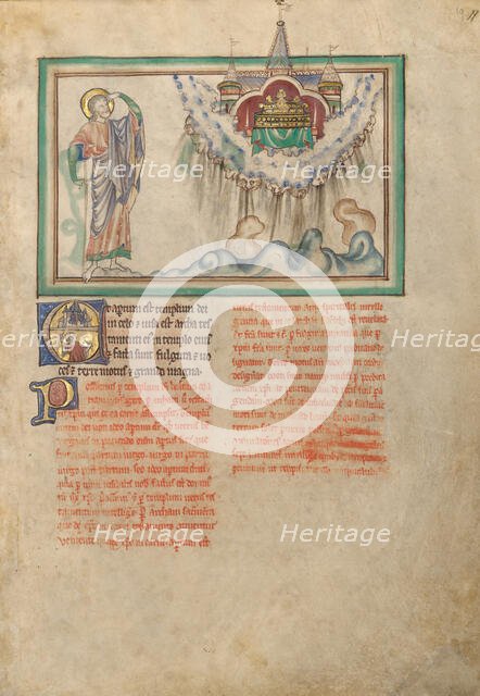The Temple of God with the Tabernacle in the Sky; Dyson Perrins Apocalypse, about 1255-1260. Creator: Unknown.