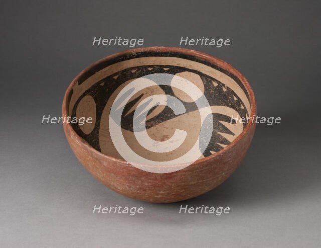 Miniature Bowl with Interior Bird-Wing Motif, A.D. 1250/1400. Creator: Unknown.