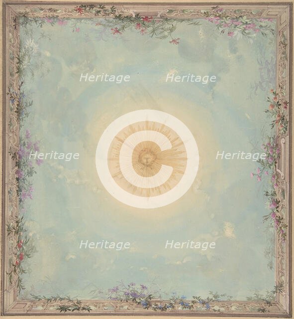Designs for Ceilings with Central Sunburst, 19th century. Creator: Charles Monblond.