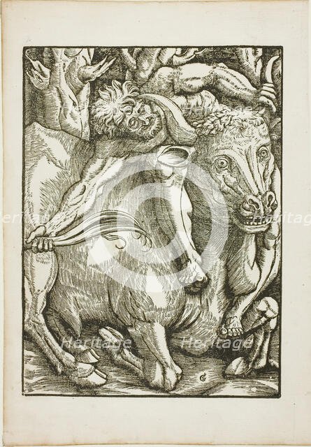 The Labors of Hercules: Hercules Capture of the Cretan Bull, c. 1528. Creator: Gabriel Salmon.
