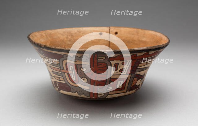Small Flaring Bowl Depicting Costumed Ritual Performers [Cracked], 180 B.C./A.D. 500. Creator: Unknown.