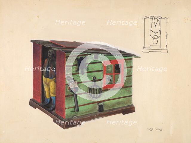 Toy bank: Man in a Cabin, c. 1937. Creator: Chris Makrenos.