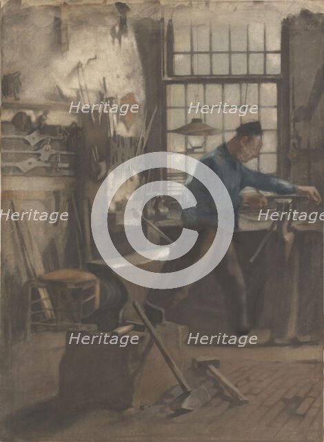 Blacksmith in his forge, 1870-1923. Creator: Willem Witsen.