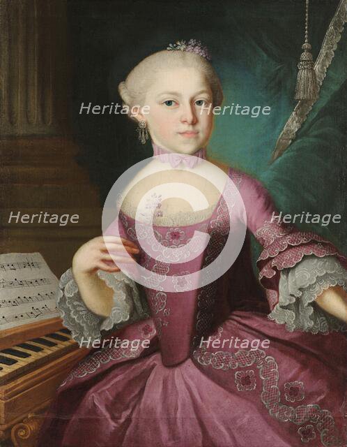 Maria Anna (Nannerl) Mozart (1751-1829), sister of Wolfgang Amadeus Mozart, 1763. Creator: Lorenzoni, Pietro Antonio (1721-1782).