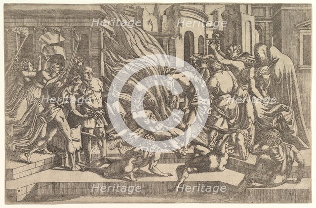 Burning of a corpse, ca. 1543. Creator: Antonio Fantuzzi.