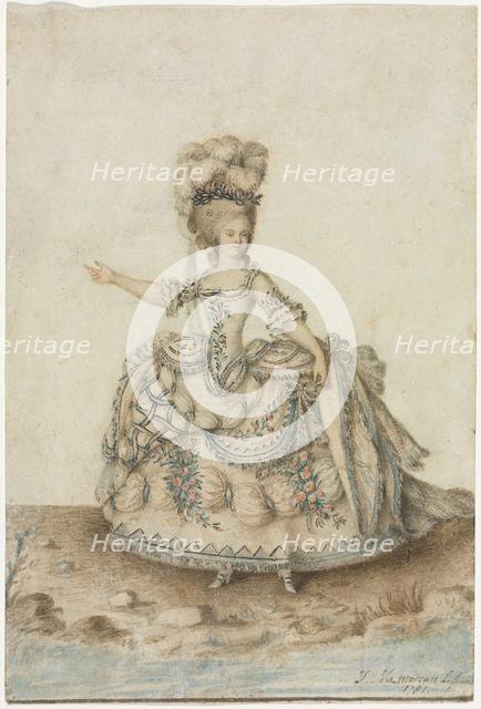 Costume Study for Opera Singer, 1781. Creator: Jean Michel Moreau le Jeune (French, 1741-1814).