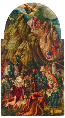 The Sacrifice of Isaac and The Adoration of the Magi, 16th century. Creator: Klontzas, George (c. 1530-1608).