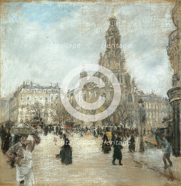 Place de la Trinité, Paris, c. 1886. Creator: Jean Francois Raffaelli.