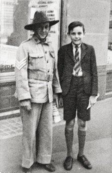 Bernard Laurence 'Barney' Nugent and son Ken, 1943. Creator: Murphy.