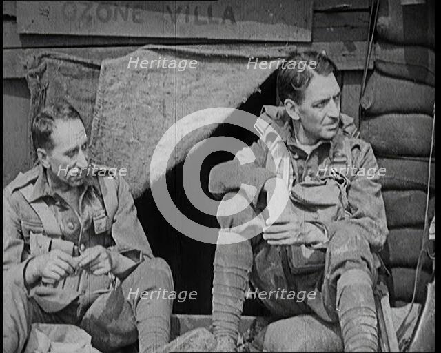 Scene from the Short Silent Feature Film 'Poppies of Flanders'. Two Male Actors Portraying..., 1920s Creator: British Pathe Ltd.