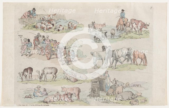Plate 11, Outlines of Figures, Landscapes and Cattle...for the Use of Learners..., January 31, 1791. Creator: Thomas Rowlandson.