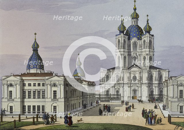 The Smolny Convent of the Resurrection in St. Petersburg, First half of the 19th cent.. Artist: Beggrov, Karl Petrovich (1799-1875)