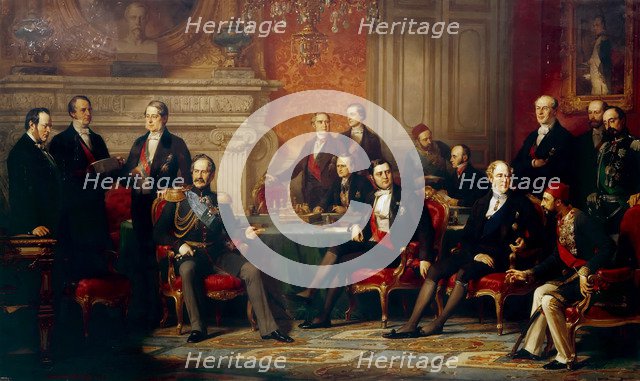 The Congress of Paris in 1856. Artist: Dubufe, Édouard Louis (1819-1883)